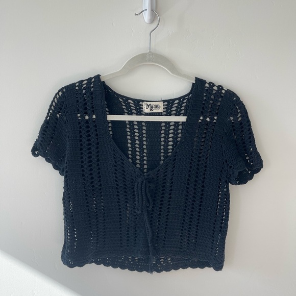 Show me your Mumu little Ingalls crop top black crochet medium - Picture 2 of 4